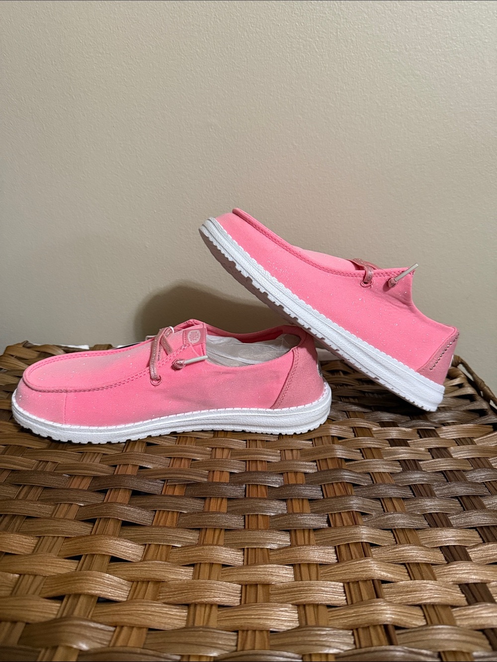 Hey Dude Wendy Stardust Pink Canvas Slip-On Shoes